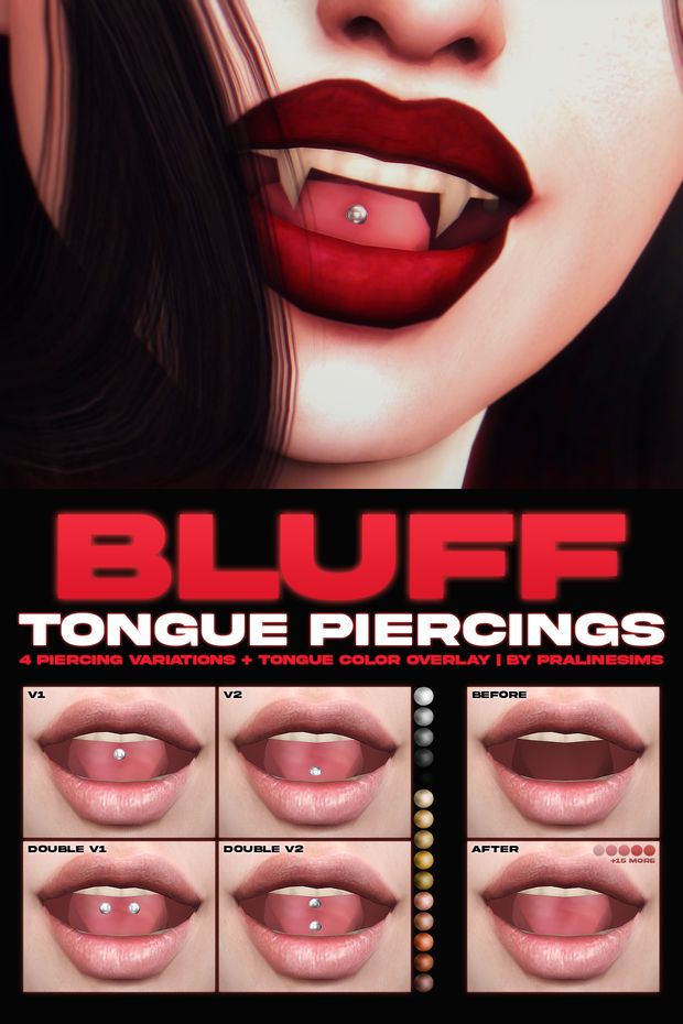 an image of a woman's lips and mouth with different piercings on it