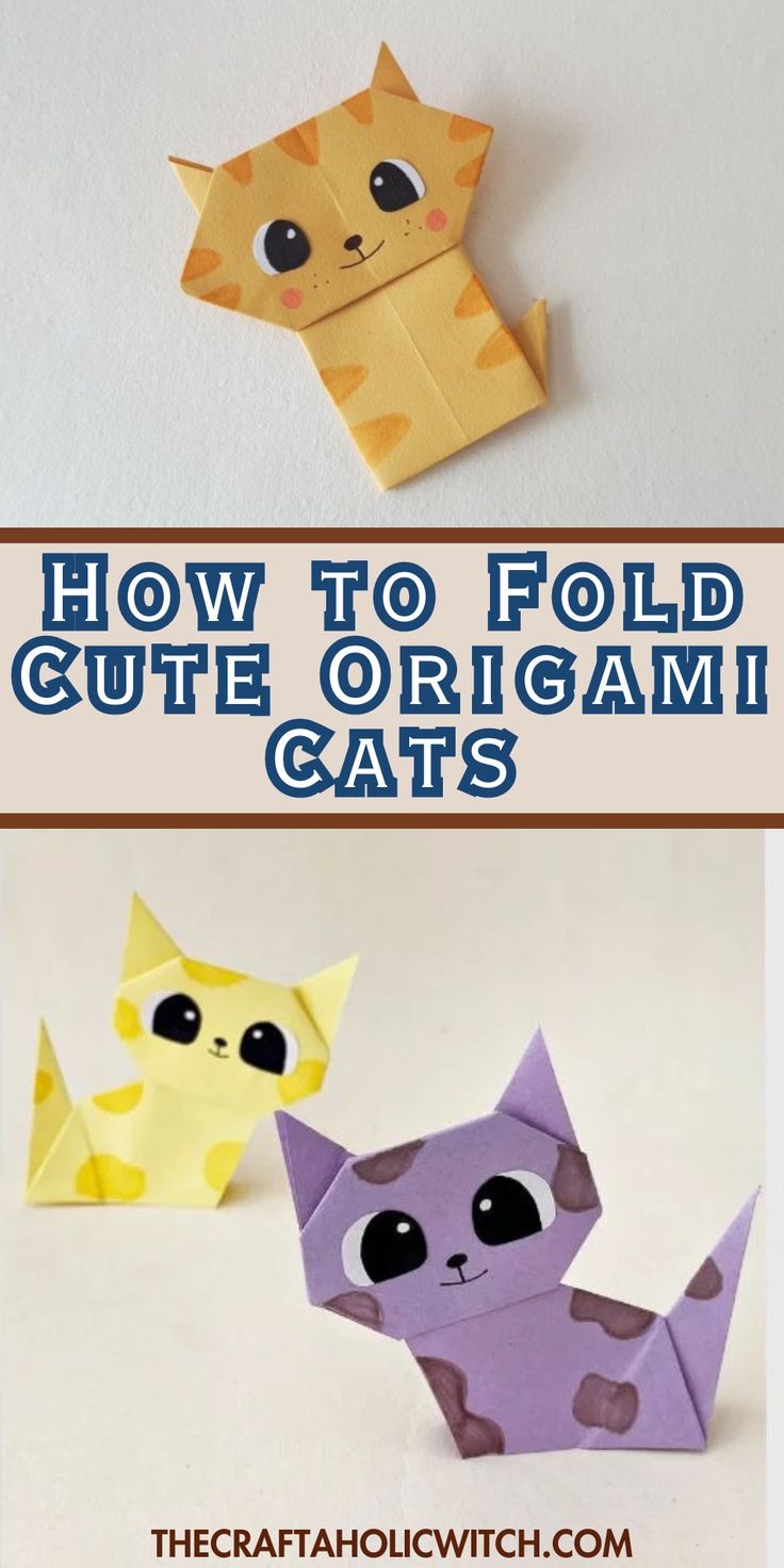 how to fold an origami cat out of paper and cut it in half