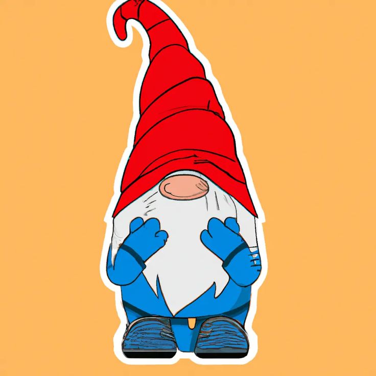 an image of a cartoon character with a red hat and blue hands on his knees