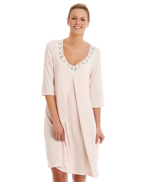 Nursing Nightgown | Maternity Nightwear | Bellefit Daywear Nursing-friendly Maternity Dress, Spring Nursing Friendly Sleepwear, Spring Modal Dress For Loungewear, Spring Loungewear Dress, Spring Modal Loungewear Dress, Spring Loungewear Dress Made Of Modal, Feminine V-neck Sleepwear For Relaxation, Maternity Nightwear, Nursing Nightgown