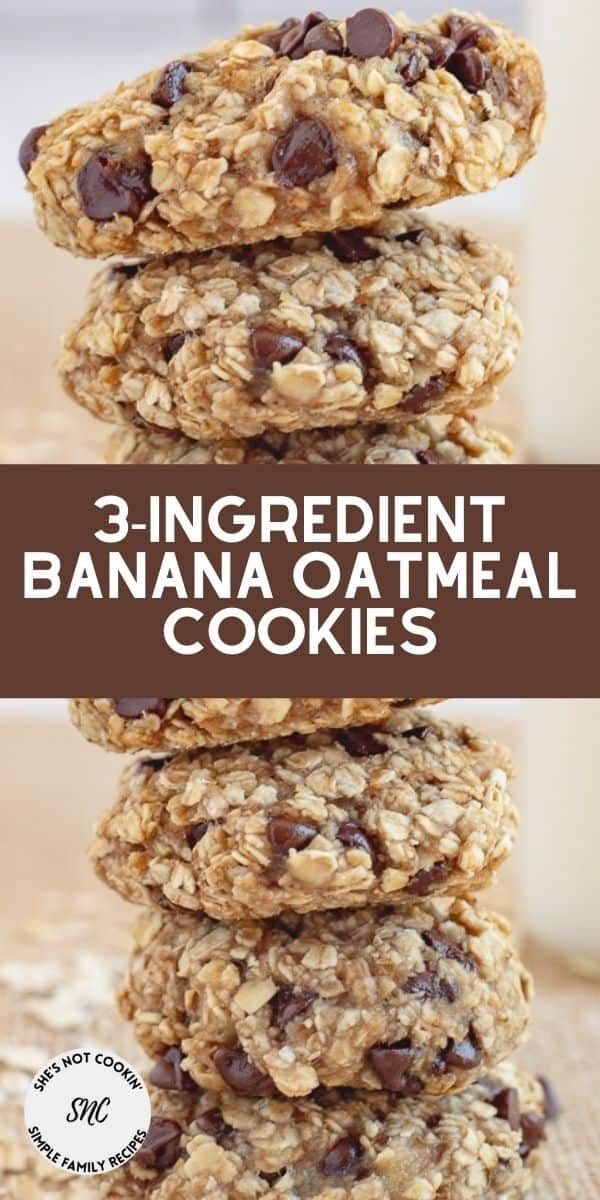 three ingredient banana oatmeal cookies stacked on top of each other