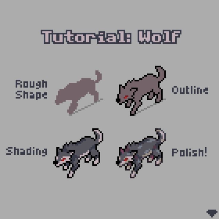 four pixel style animals with different colors and sizes