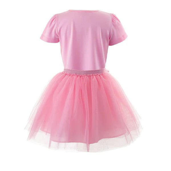 New! Perfect t-shirt and tutu set has arrived! Comprising of soft jersey t-shirt with glitter 'Dance' detail and matching pink tutu skirt, designed for every playtime's jump, skip and twirl! Collect all colours in lilac, mint & blue.Gift to your little ones and capture the memories of childhood. Summer Ballet Tutu Dress For Dress-up, Summer Princess Tutu Dress With Short Sleeves, Fitted Short Sleeve Tutu Dress For Summer, Spring Short Sleeve Tutu Dress With Tulle Skirt, Summer Short Sleeve Tulle Tutu Dress, Spring Tutu Dance Dress, Spring Dance Tutu Dress With Stretch, Cute Short Sleeve Tulle Tutu Dress, Princess Style Fitted Tutu Dress With Short Sleeves