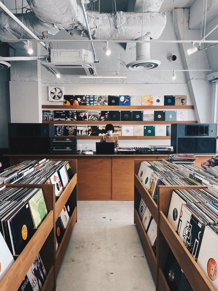 the record store is full of records and cds