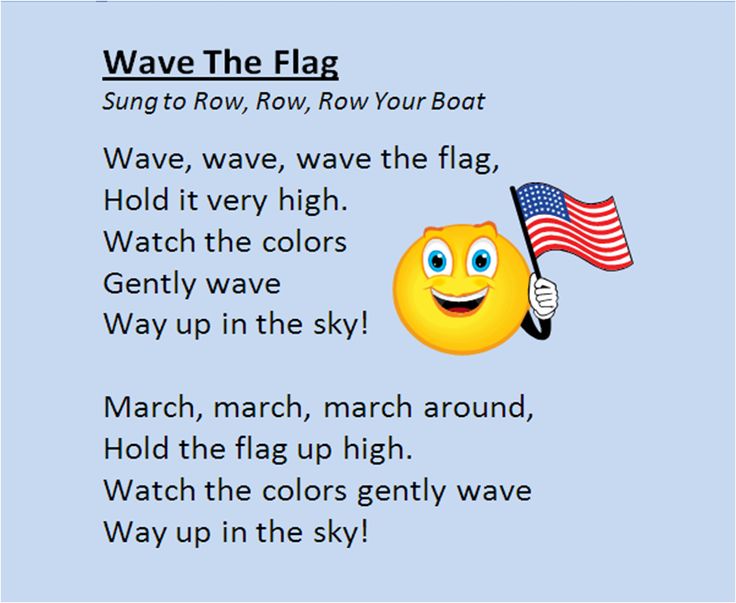 a poem with an image of a smiley face holding the american flag