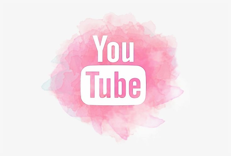 the youtube logo on a pink watercolor background