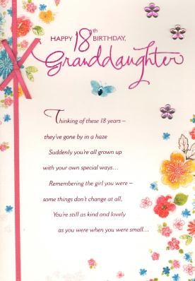 a birthday card for granddaughter with flowers and butterflies on the front, in white background