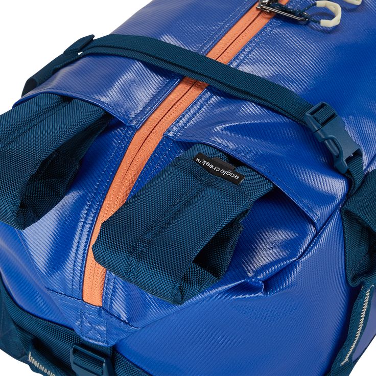 This ultra-tough, water-resistant duffel is now made in 100% recycled materials, helping lessen your carbon footprint. Equipped with a wide-mouth opening and tuck-away backpack straps. Mesa Blue or Black FEATURES 100% Recycled Materials Full-access, wide-mouth opening Unlock the side buckles for 5 more liters of packing space External compression straps help keep your gear in place Folds flat for compact storage Bottom material coating was developed by harvesting windshield plastics from landfil Sporty Waterproof Bags For Adventure, Blue Nylon Backpack For Overnight Trips, Blue Nylon Backpack For Adventure, Waterproof Recycled Polyester Bag For Outdoor Activities, Blue Outdoor Bags With Ykk Zipper, Blue Bags With Ykk Zipper For Outdoor Activities, Functional Blue Recyclable Bags, Functional Blue Nylon Duffle Bag, Functional Blue Waterproof Backpack