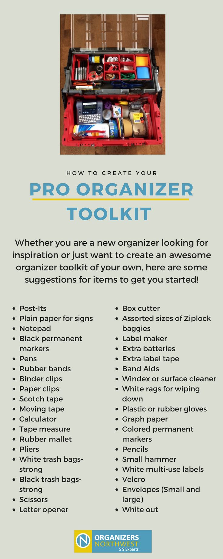 an advertisement for the pro organizer tool kit