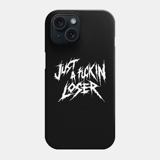 a black phone case with the words just rockin'over on it