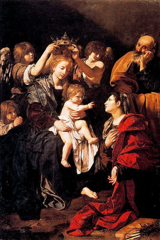 an image of a painting with many people around it and one woman holding a child