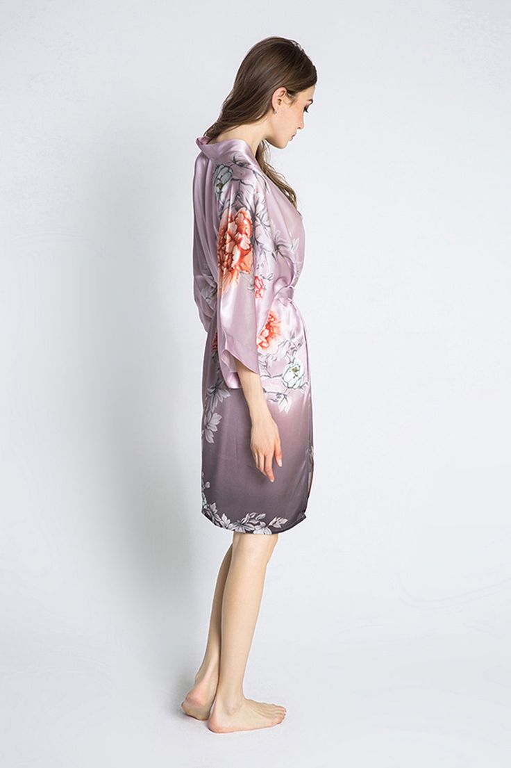 The Botan silk kimono robe is a luxurious, handcrafted piece of art you can wear. Removable waist tie closure Belt loops and inside ties to secure closure French seam finish Side slits at hem 100% Silk, Dry clean Designed in San Francisco, Imported KM04S Every day is a little more beautiful in this luxurious, breathably soft, one of a kind ombre kimono robe. Each piece features an original pattern — first sketched by hand, then saturated in rich watercolors using a traditional paintbrush — so ju Summer Silk Kimono With Tie Waist, Silk Kimono With Tie Waist For Spring, Silk Spring Kimono With Tie Waist, Spring Silk Kimono With Tie Waist, Silk Robe With Tie Waist For Spring, Silk Wrap Robe With Tie Waist, Spring Silk Robe With Tie Waist, Elegant Kimono With Tie Waist And Kimono Sleeves, Elegant Open Front Kimono With Tie Waist