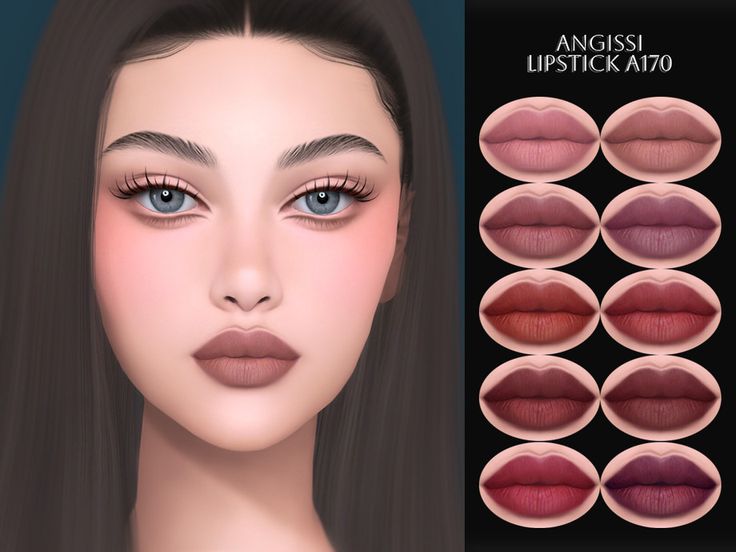 an image of a woman's lips with different colors and shapes for the simsi lipstick