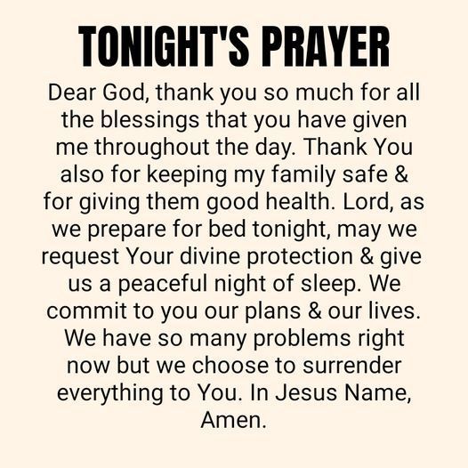 a poem written in black and white with the words tonight's prayer