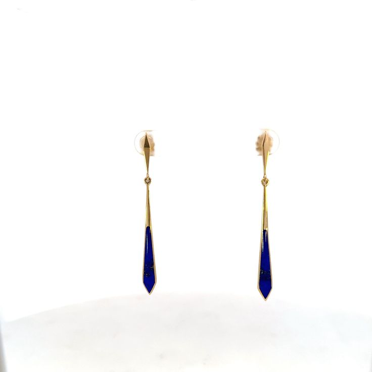 Introducing Our Beautiful KABANA 14K Yellow Gold Lapis Dangle Earrings   Metal: 14 Karat Yellow Gold  Stones: Two 19.3mm Lapis Lazuli Closure: Push Back  Weight: 2.1 Dwt(Pennyweight)/ 3.2 Grams Art Deco Hallmarked Drop Earrings, Art Deco Yellow Gold Earrings For Evening, Art Deco Formal Earrings Hallmarked, Art Deco Earrings With Polished Finish, Art Deco Dangle Earrings For Formal Occasions, Yellow Gold Art Deco Drop Earrings, Art Deco Yellow Gold Drop Earrings, Art Deco Yellow Gold Dangle Jewelry, Art Deco Pierced Earrings For Formal Occasions