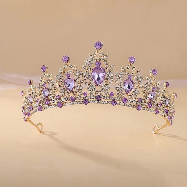 Quinceanera Crown, Purple Crown, 15 Birthday, Crystal Bridal Tiaras, Bridal Headwear, Rhinestone Tiara, It Girls, Bridal Hair Jewelry, Hair Jewelry Wedding