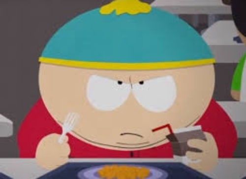 the cartoon south park is eating his meal