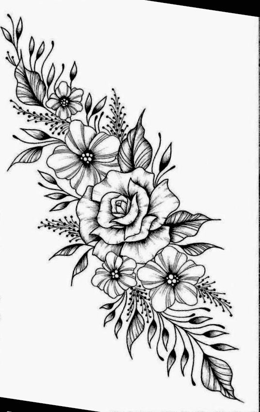 a black and white flower tattoo design