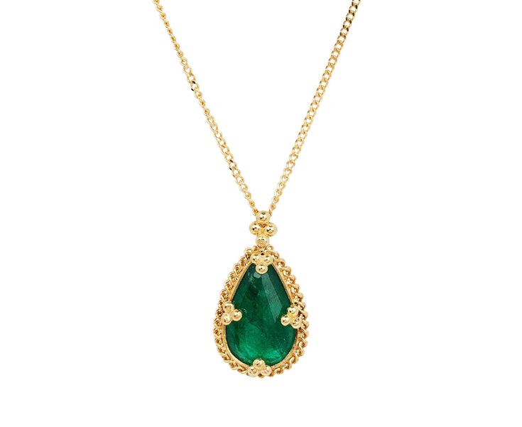 Amali Gold Braided Bezel Teardrop Emerald Pendant Necklace Emerald Pendant Necklace, Emerald Necklace Pendant, Regal Elegance, 18k Gold Chain, Emerald Pendant, Yellow Gold Pendants, Fine Jewelry Designers, Mens Wedding Rings, Wedding Ring Bands