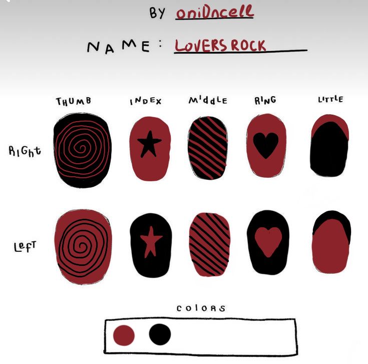 Nails french tip Red Creative Nails, Cigarettesaftersex Band Nails, Red Black Nails Ideas, Black Nails Red French Tip, Tv Girl Nails Idea, Tv Girl Inspired Nails, Nail Ideas Drawings, Black Red Nails Ideas, Nails Ideas Red And Black