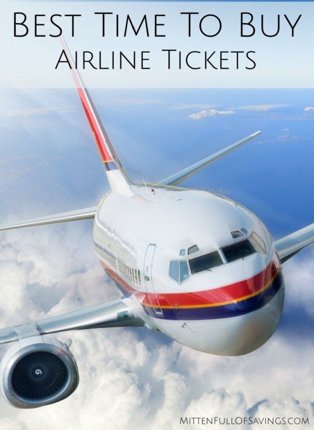 an airplane with the words best time to buy airline tickets