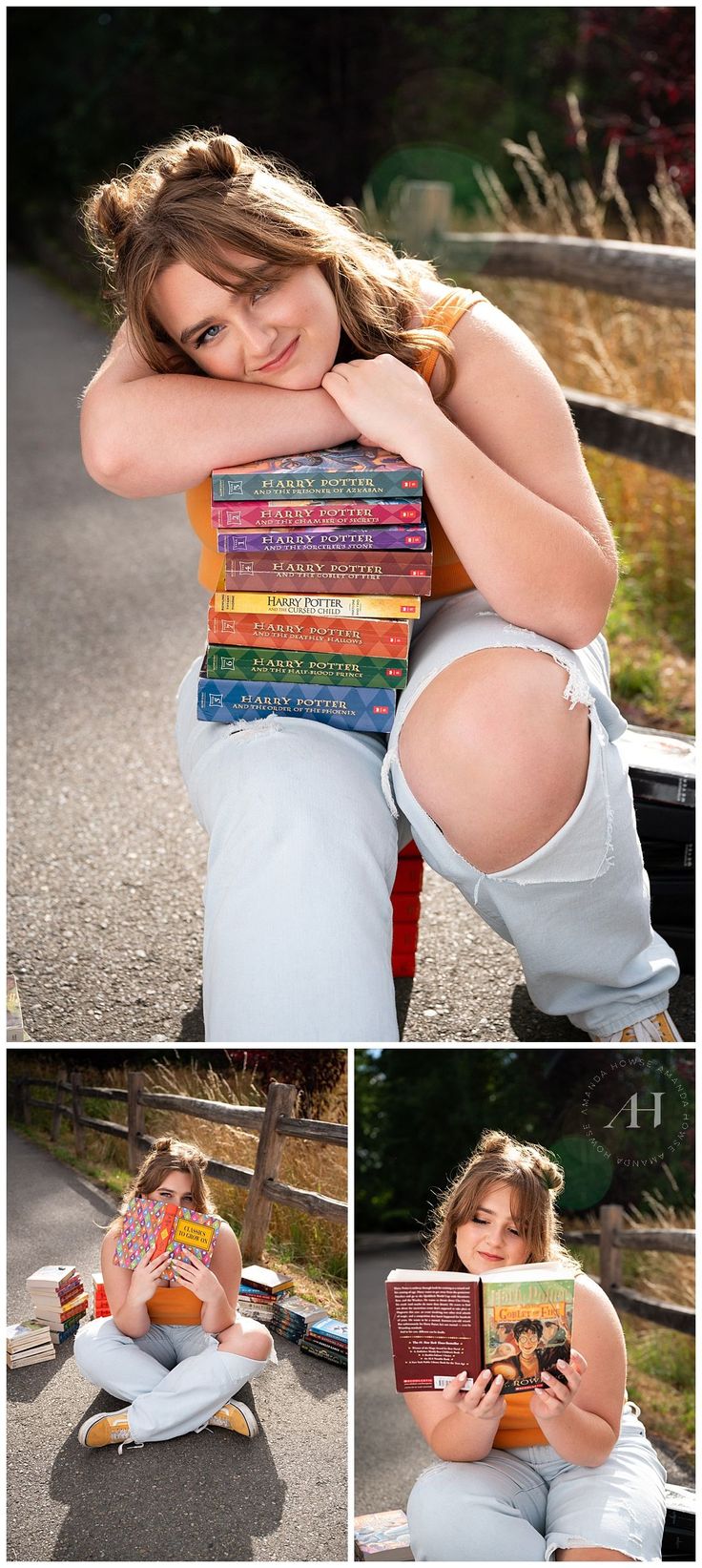 Book-Loving Senior Portrait Ideas | Harry Potter Fans | Photographed by the Best Tacoma, Washington Senior Photographer Amanda Howse Photography Senior Photos With Books, Senior Pictures With Books, Senior Pictures Books, High School Graduation Photos, Funny Senior Pictures, Senior Year Pictures, Senior Portrait Ideas, Senior Portraits Girl, Senior Photography Poses