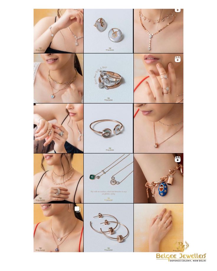 a series of photos showing different types of jewelry