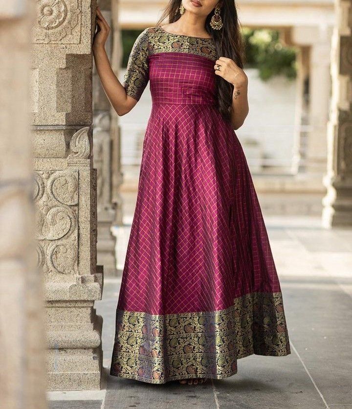 Buy Maxi Dresses Online, Frock Models, Long Frock Designs, Long Gown Design, Magenta Dress, Saree Gown, Long Gown Dress, Girls Frock Design, Long Dress Design