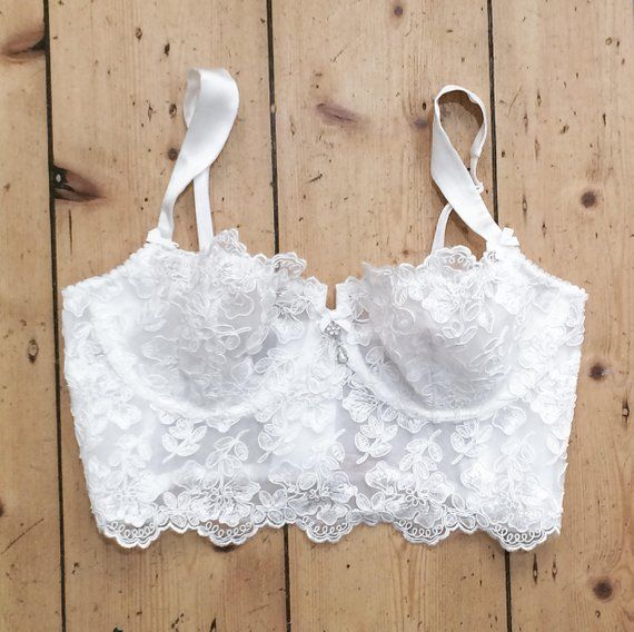 Bridal lace bra in white french calais lace  - longline bralette - soft cup bra - lacy bra - soft br Bras Lace, Lace Bras, Lacy Bra, Pretty Bras, Corset Bra, White Bralette, Stylish Summer Outfits, White Bras, Black Lace Bra