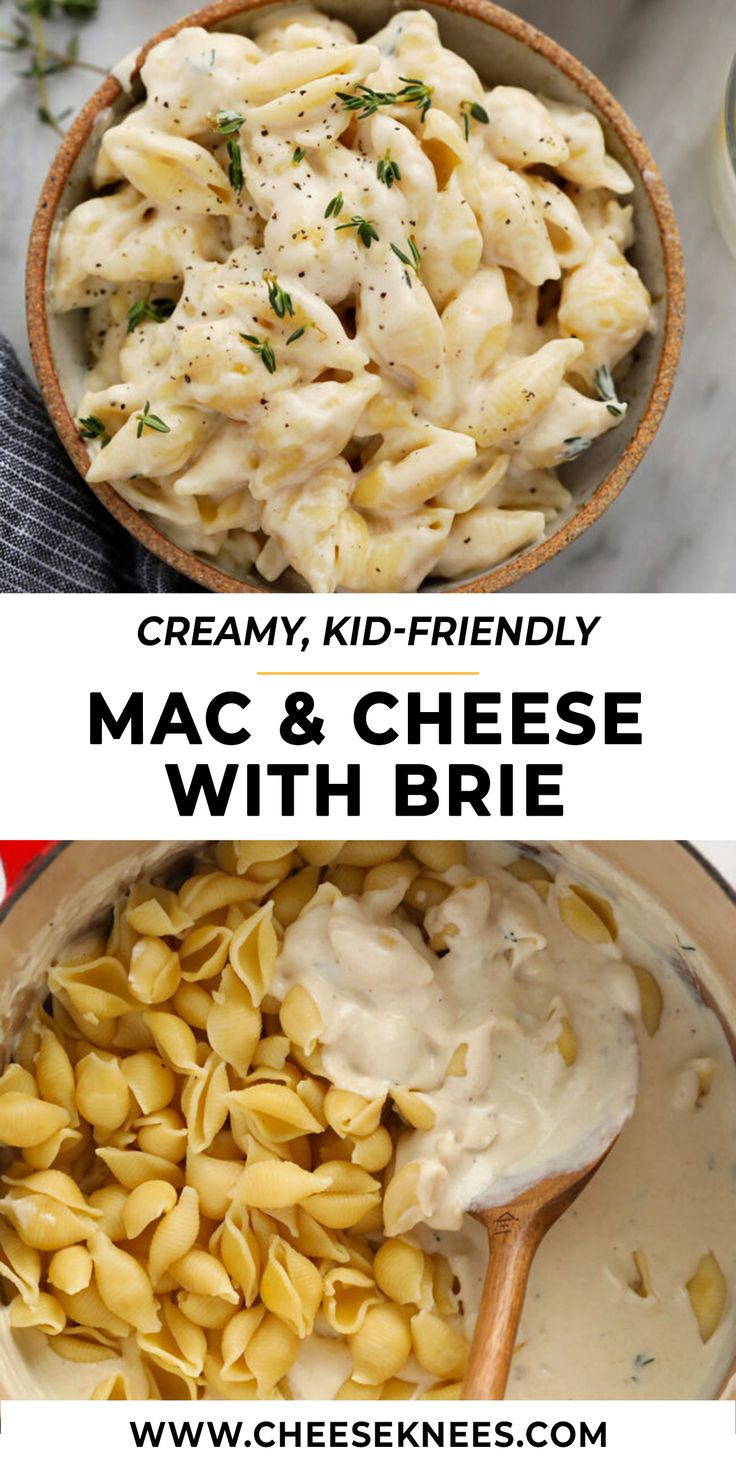 macaroni and cheese with brie in a bowl