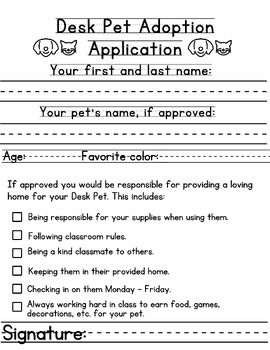 a printable sign up sheet for the dog's pet adoption application, with instructions