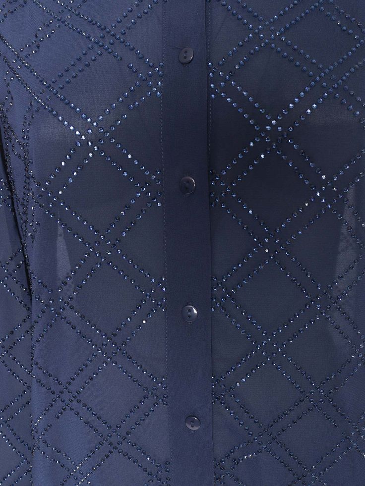 Shirt with all-over crystals applique, classic collar, buttoned cuffsComposition: 100% POLYESTER Spring Workwear Shirt Embellished, Elegant Button-up Embellished Blouse, Elegant Embellished Button-up Blouse, Elegant Embellished Workwear Shirt, Embellished Button-up Workwear Blouse, Embellished Fitted Shirt For Workwear, Luxury Collared Tops For Evening, Elegant Embellished Spring Shirt, Luxury Long Sleeve Embellished Blouse