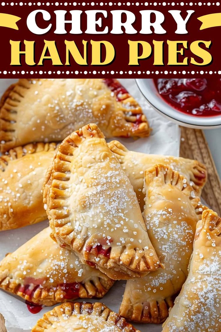 homemade cherry hand pies with powdered sugar on top