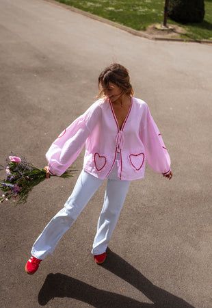 Pink Gingham Harper Blouse Pink Long Sleeve Blouse, Parisian Women, English Factory, Gingham Pattern, Chic Blouses, Sleeveless Cardigan, Embroidered Heart, Pink Gingham, Pink Long Sleeve