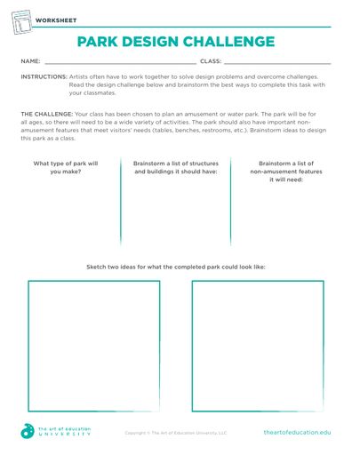 the park design challenge worksheet