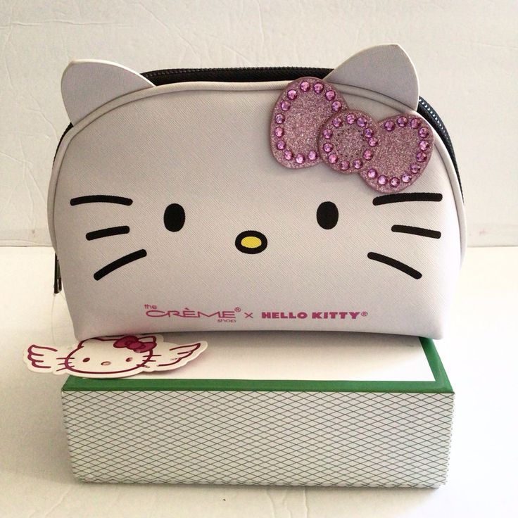 Brand New White Pouch Cosmetic Bag For Daily Use, White Hello Kitty Pouch Bag, White Portable Cosmetic Bag Gift, Trendy White Zipper Pouch, Portable White Cosmetic Bag As Gift, Portable White Cosmetic Bag For Gift, Cute White Coin Purse For Personal Use, Cute White Coin Purse, White Bag With Cat Design For Gift