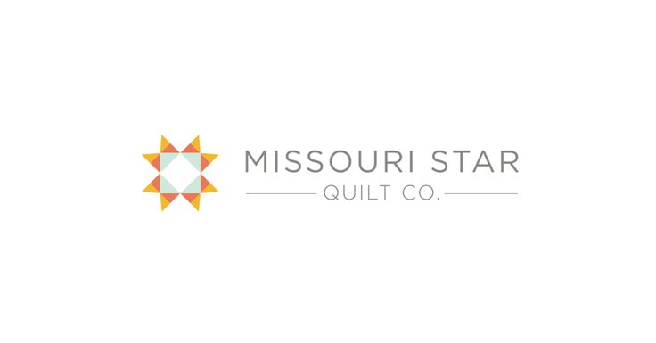 the missouri star quilt co logo is shown in yellow and orange colors on a white background