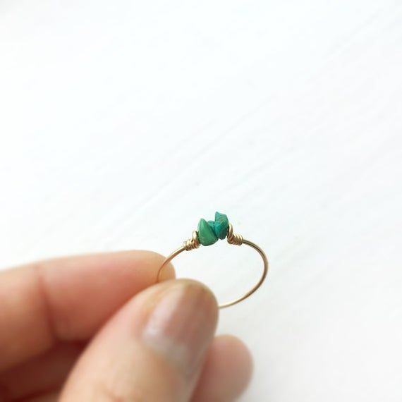 ✨ Raw Turquoise Ring 14K Gold Filled - Sterling Silver, Tiny Raw Stone Stacking Ring, December Birthstone, Pinky ring💙 Dainty & cute stacking ring with genuine Turquoise raw beads. Make a lovely everyday ring, pinky ring, and a wonderful gift.Sizing: •Gemstone Diameter: 4 mm•Ring Band:  0.8 mm ✨ Turquoise is a good luck charm for health and abundance. It is also said to have a therapeutic benefit of tranquility and calmness ✨• Handmade in your ring size with 14K gold-filled or sterling silv Adjustable Green Dainty Rings, Gift Turquoise Cluster Ring With Gemstone, Adjustable Turquoise Ring With Natural Stones, Adjustable Turquoise Ring With Natural Stones For Promise, Turquoise Natural Stone Promise Ring, Turquoise Rings For May Birthstone Gifts, Chrysoprase Gemstone Ring For May Birthstone, Turquoise Emerald Open Ring For Promise, Green Natural Stones Promise Ring