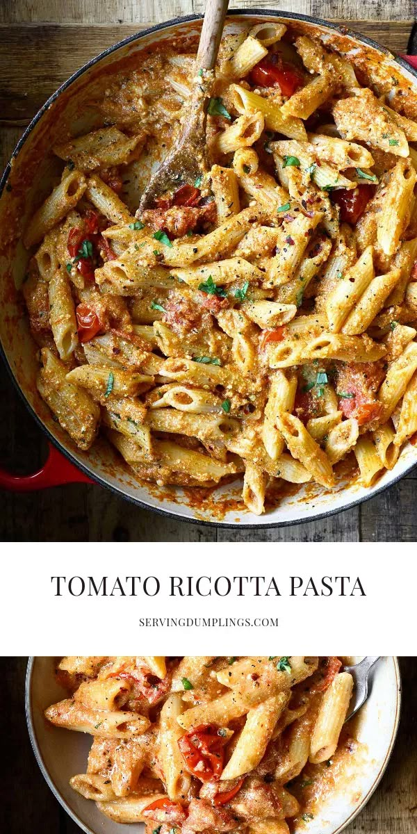 a pan filled with pasta covered in tomato sauce