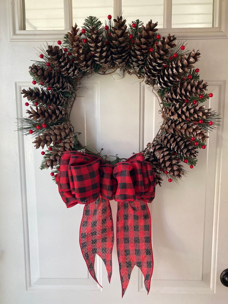 Handmade pine cone wreath. From barn door to front door it perfect for any farmhouse decor!  Item in photo is 20 x 20 Pine Cone Wreath, Cone Wreath, Kings Park, Pinecone Wreath, Wreaths Diy, Farm Stand, Christmas Wreaths Diy, Pine Cone, Door Wreath Hanger