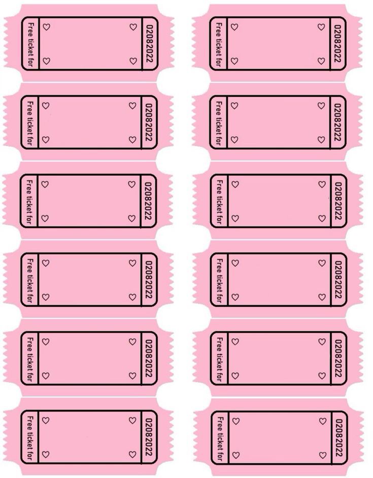 pink admit tickets with hearts on them for valentine's day or any other special event