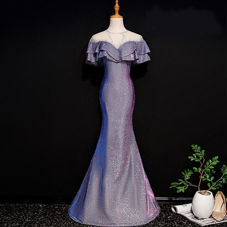 Product parameters:     Brand : SpreePicky    Made of Polyester    Free shipping worldwide Blue Evening Dress, Backless Formal Dresses, Mermaid Evening Gown, Banquet Dresses, Prom Dresses 2019, Evening Dress Floor Length, Blue Evening Dresses, Anime Dress, Modern Dress