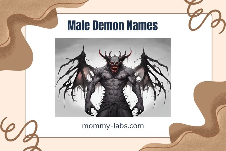 an image of male demon names on a white and brown background with the words mommylabbs com