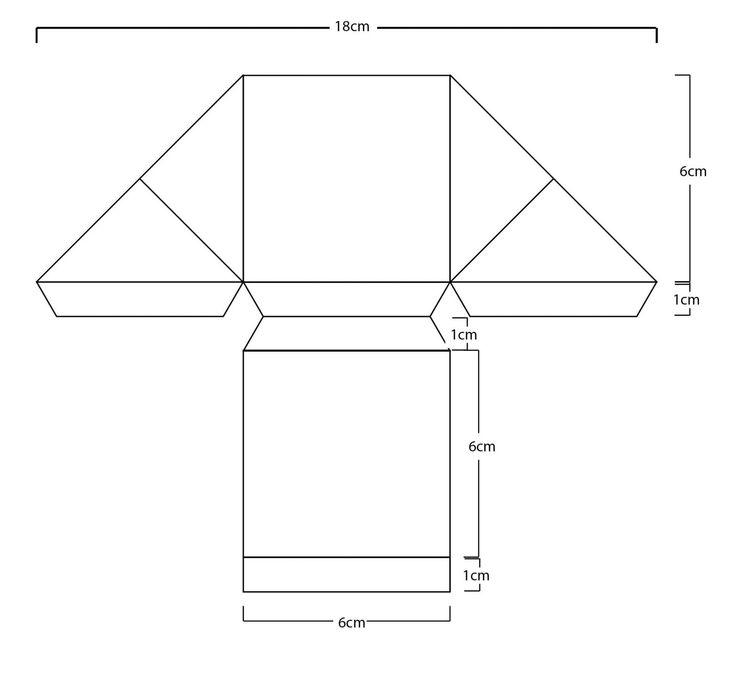 an image of the top section of a box with measurements for each end and bottom part