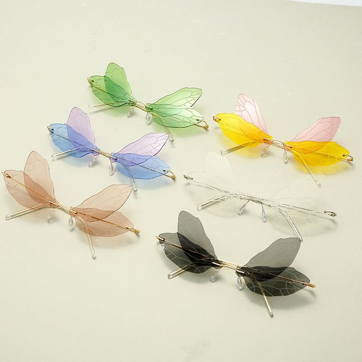 Clear Sunglasses, Fairy Festival, Vintage Dragonfly, Dragonfly Wings, Steampunk Sunglasses, Sunglasses Women Vintage, Sunglasses Women Fashion, Wings Design, Rimless Sunglasses