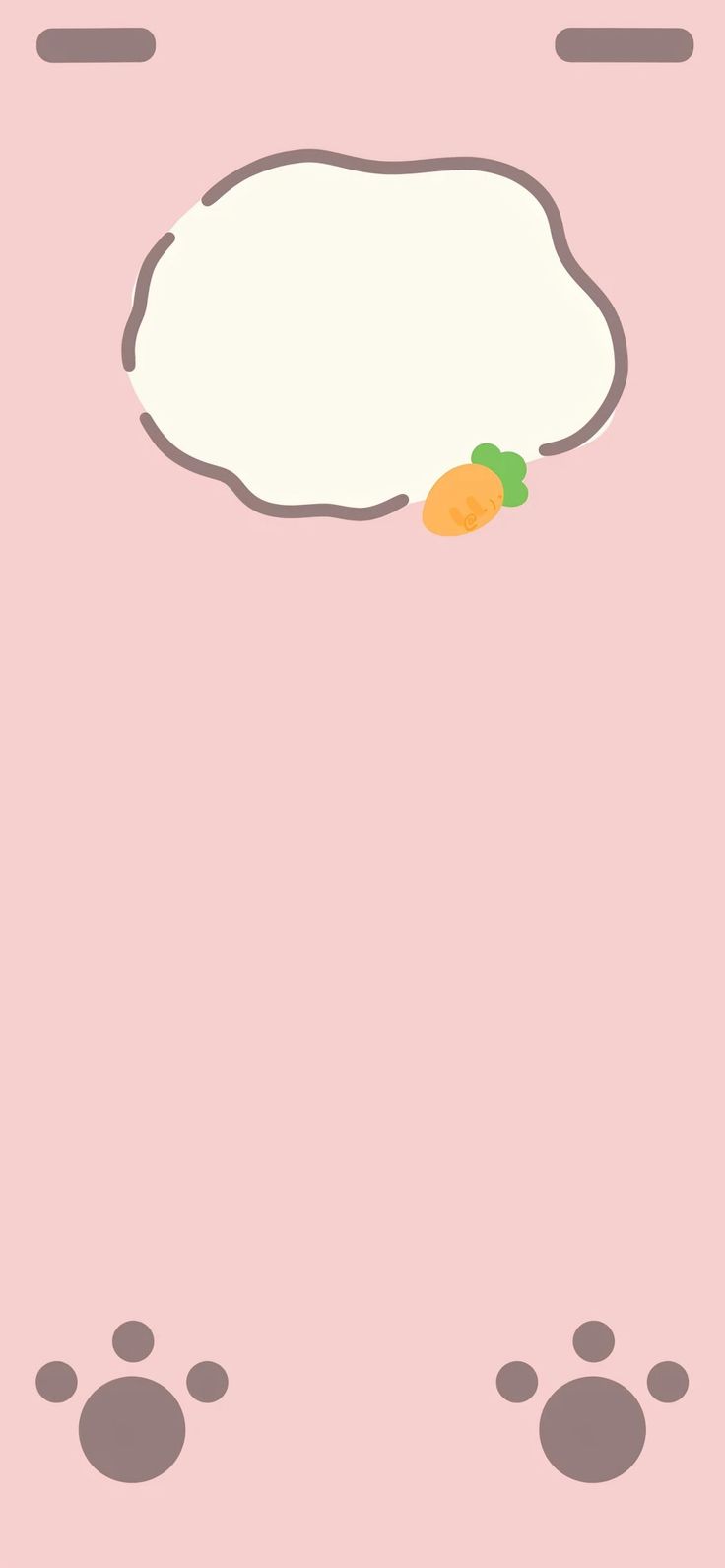 a pink background with footprints and an orange on the bottom right corner, which has a white cloud above it