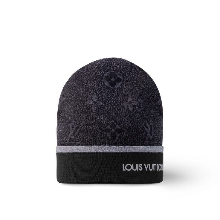 LOUIS VUITTON® - My Monogram Eclipse Hat - Grey Designer Winter Hats With Curved Brim, Luxury Winter Hats With Short Brim, Luxury Flat Brim Winter Hat, Luxury Logo Cap, Louis Vuitton Hats, Luxury Cap With Logo, Bonnet Louis Vuitton, Designer Black Winter Hat, Designer Black Brimmed Hat