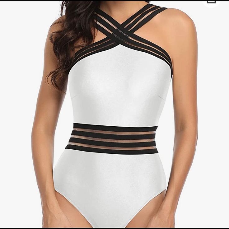 Nwt Women Crisscross One Piece Bathing Suit Tummy Control Size Xl (Us 16) 85% Polyester 15% Spandex This Is A Sexy One Piece Suit With Unique Crisscross Mesh Straps. Comes With Removable Bra Paddings, For Shape And Comfort. White Beachwear Swimwear With Crisscross Straps, White Crisscross Straps Swimwear For Beach, White Swimwear With Crisscross Straps, White Fitted Swimwear With Crisscross Straps, One Piece Bathing Suit, One Piece Suit, Bathing Suit, Criss Cross, Bathing Suits