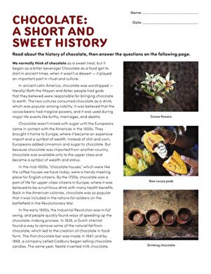 an article about chocolate and sweet history