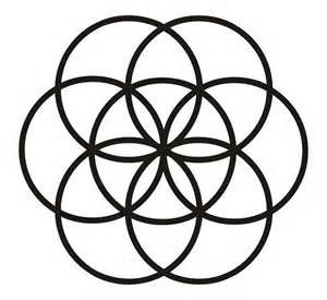 a black and white image of four circles in the shape of a flower on a white background